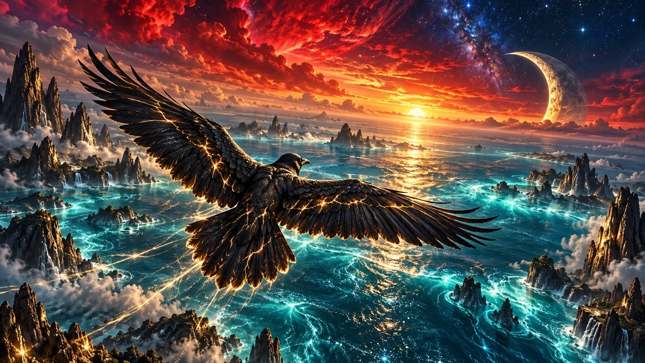 The Raven in flight
